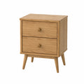 Mesita de noche de madera de roble con dos cajones 45x35x60 cm
