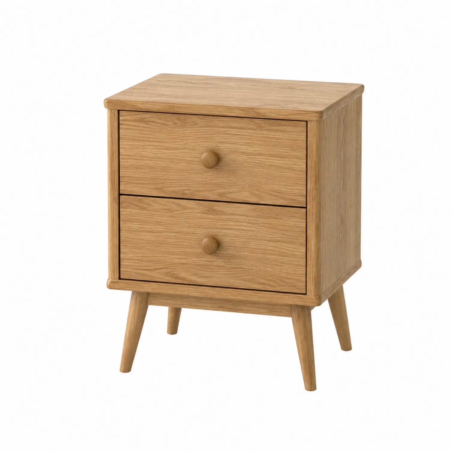 Mesita de noche de madera de roble con dos cajones 45x35x60 cm