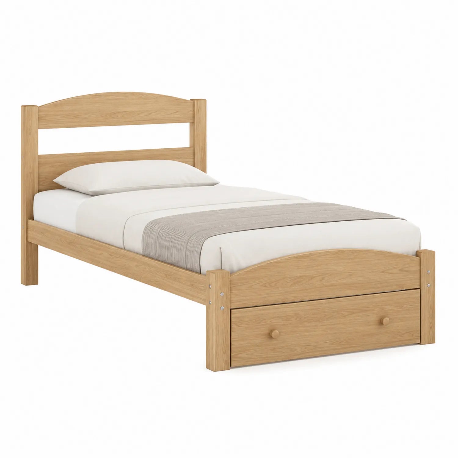 Cama individual de roble con cajón 200x100 cm
