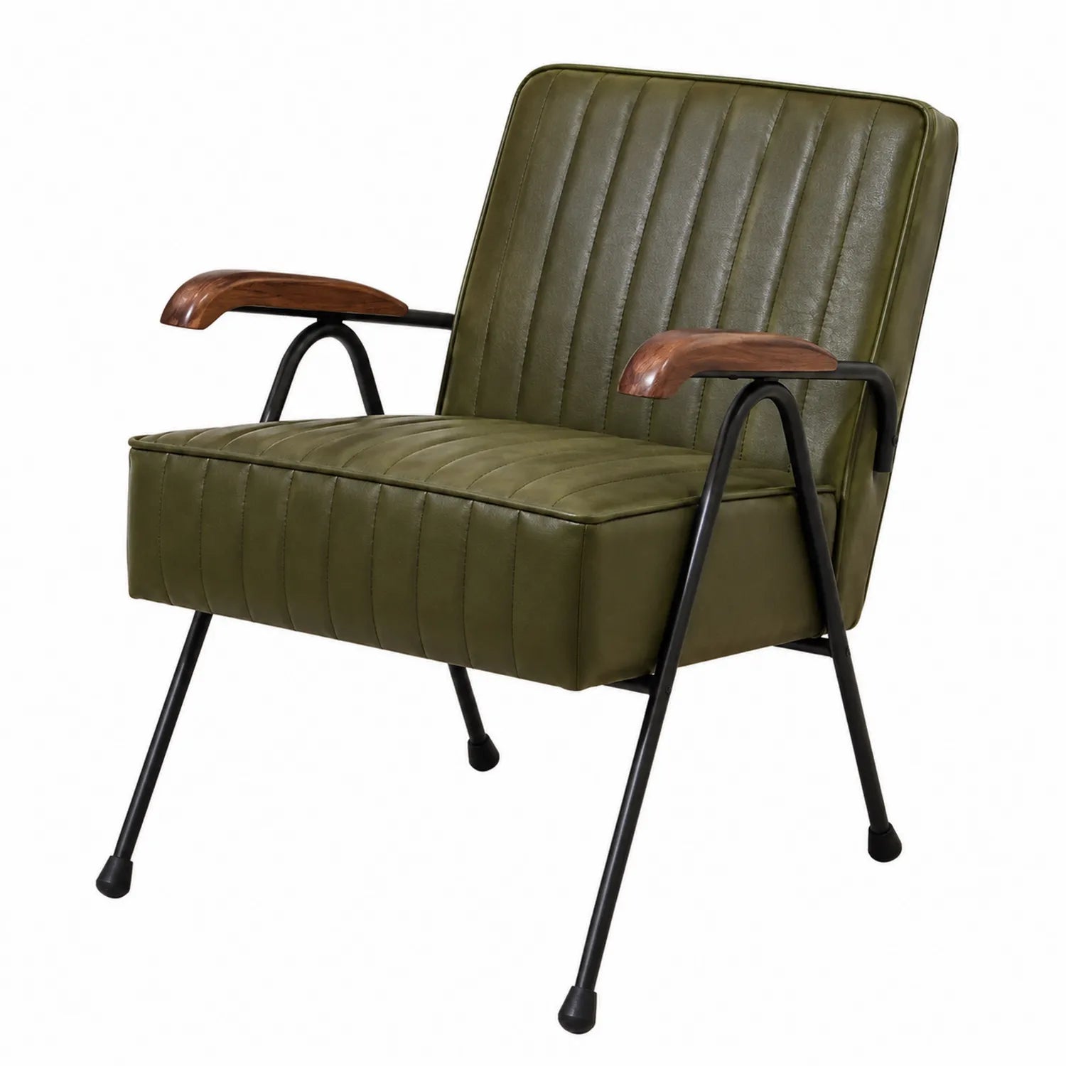 Silla de acero con asiento de cuero ecológico verde