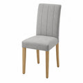 Silla de comedor de tela gris y patas de madera
