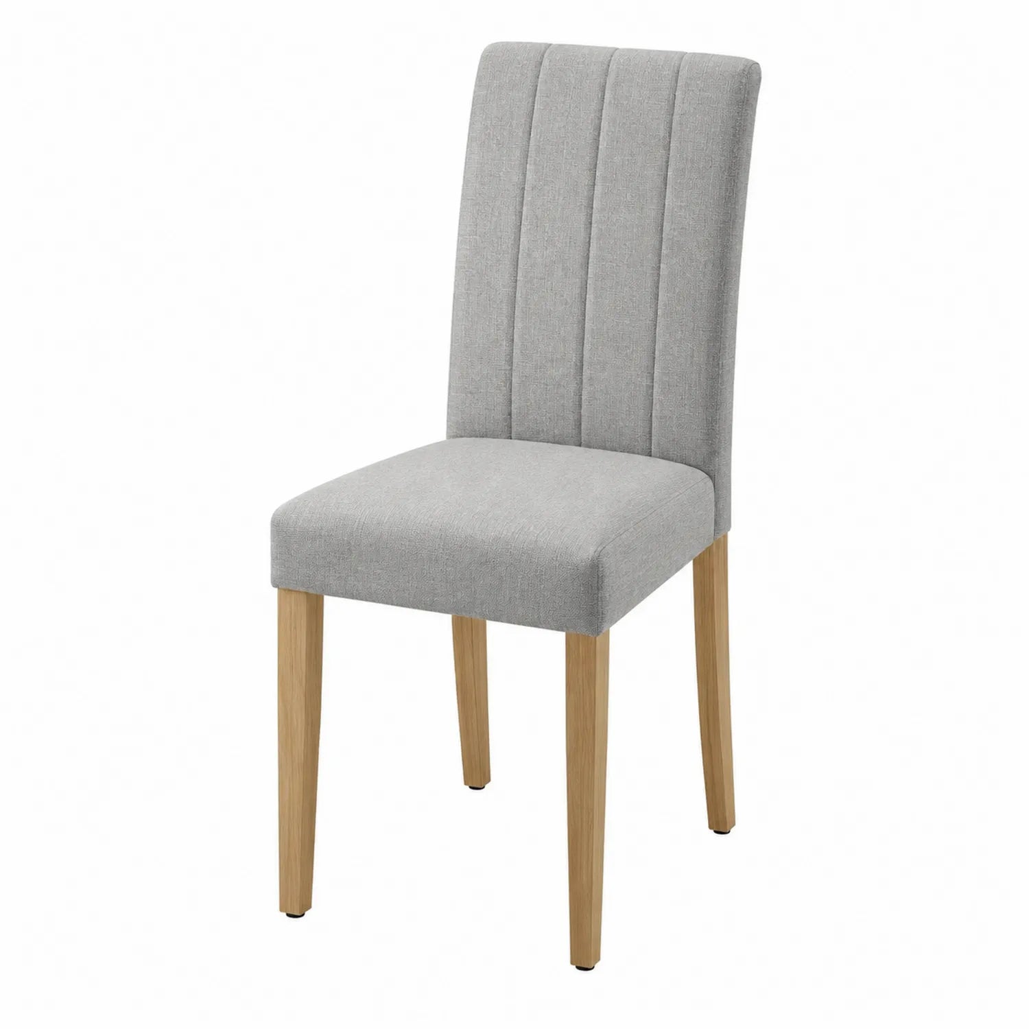 Silla de comedor de tela gris y patas de madera