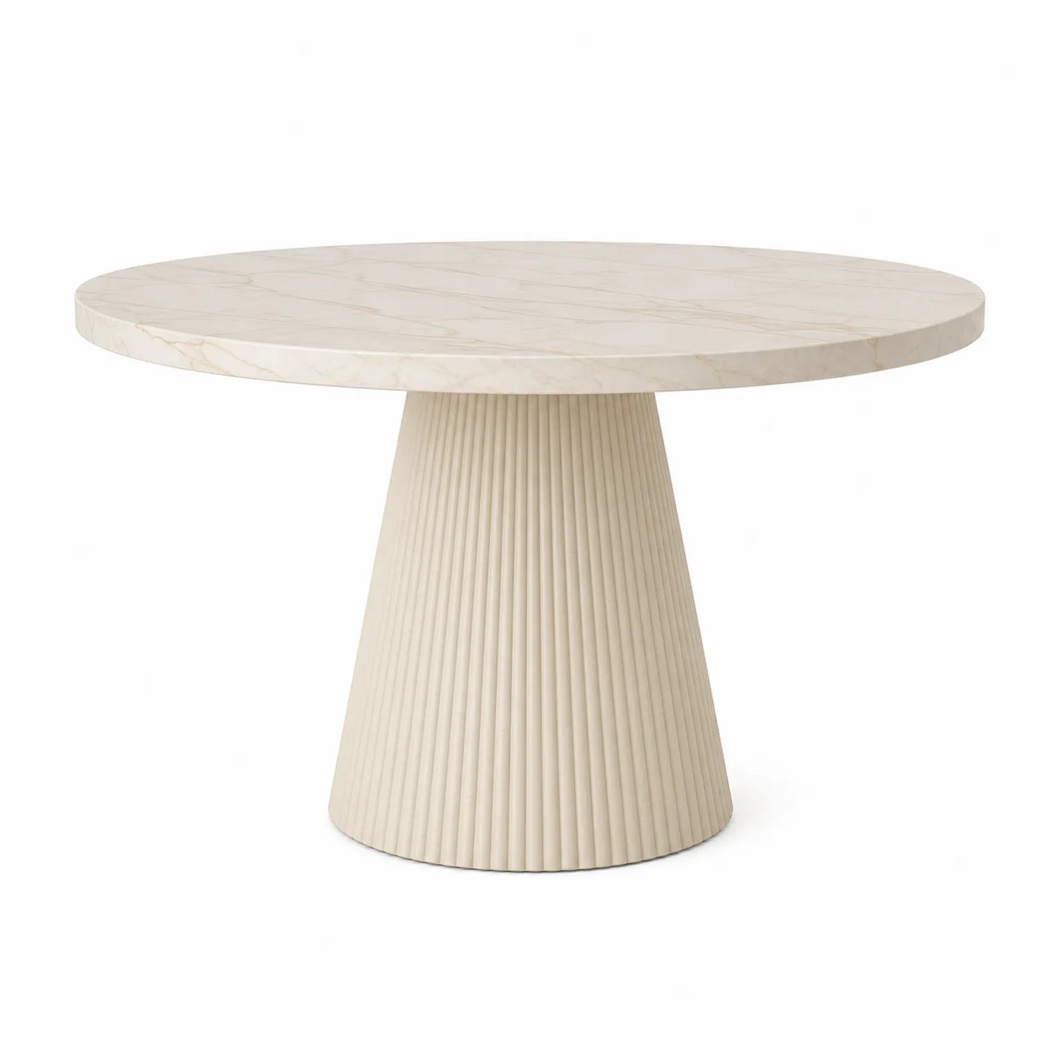 Mesa redonda de mármol con base acanalada, 120 cm