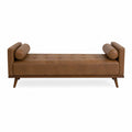 Banco de madera y piel sintética marrón 180x60x45 cm