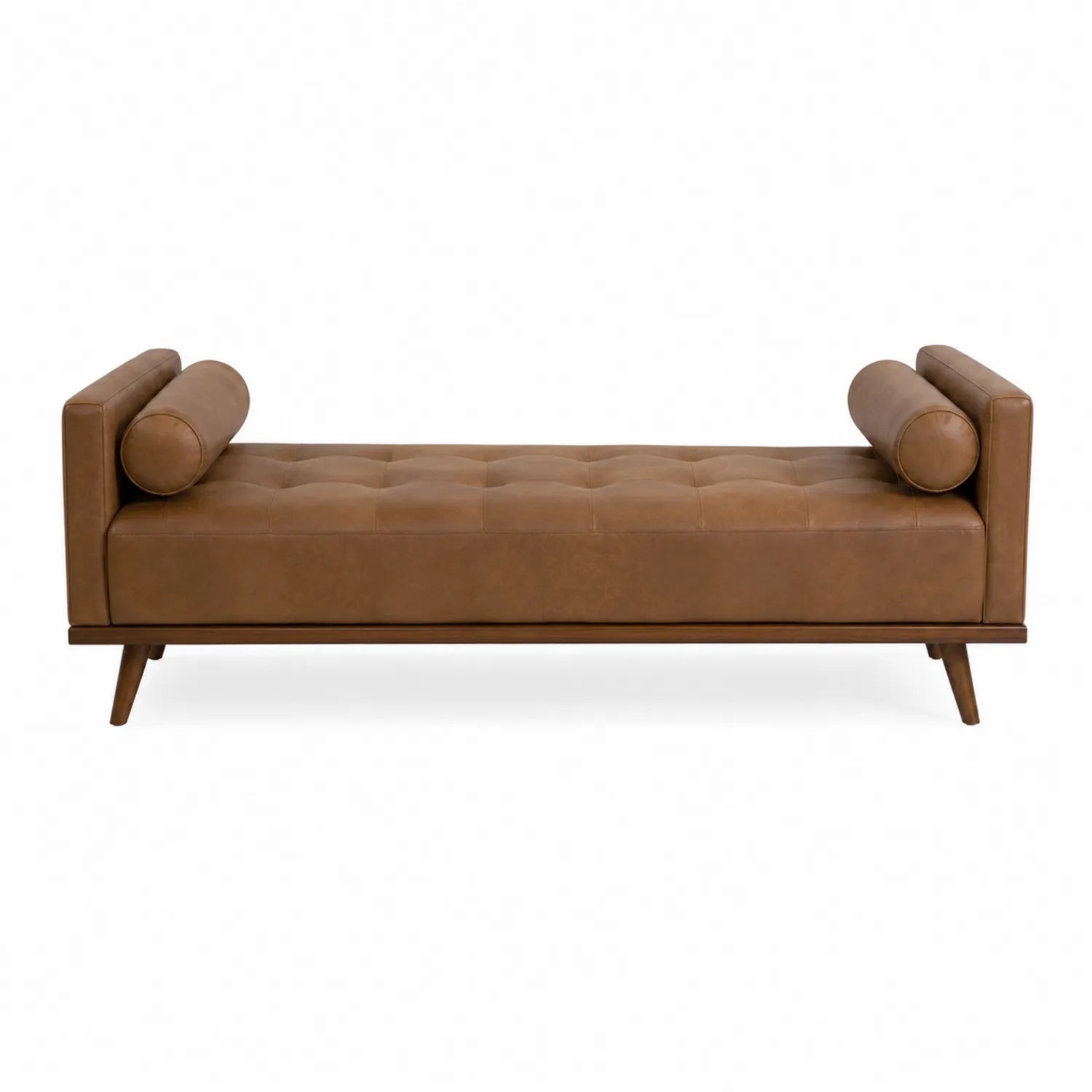 Banco de madera y piel sintética marrón 180x60x45 cm