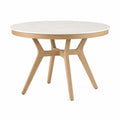 Mesa de comedor redonda de mármol y madera de roble