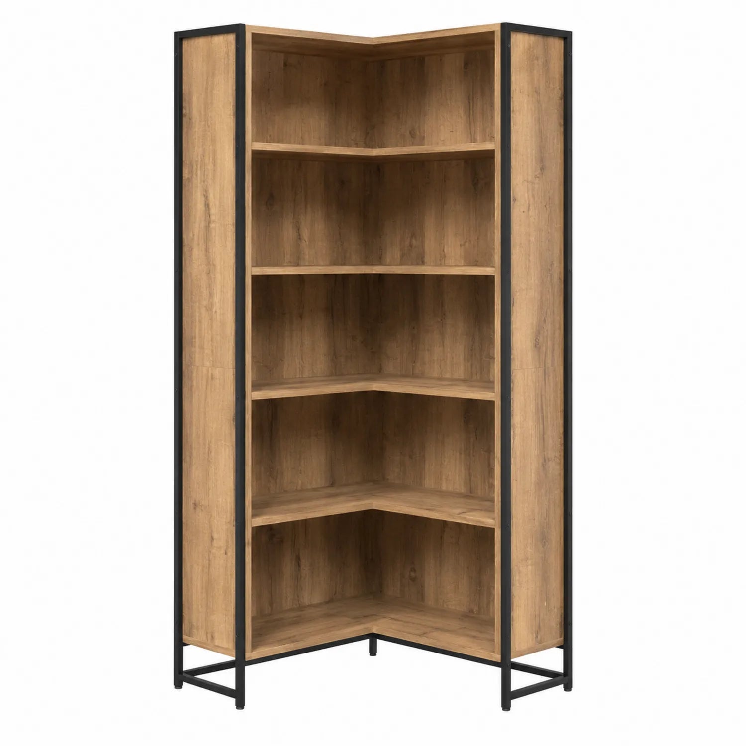 Estantería de esquina de madera y metal de 5 niveles 180x64x64 cm