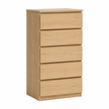 Cajonera de 5 Cajones de Madera Chapada en Roble