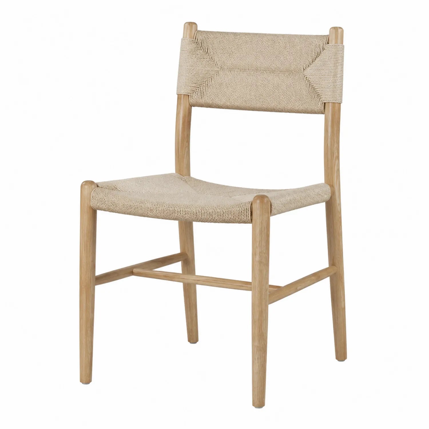 Silla de madera maciza con asiento de cuerda natural 45x52x78 cm