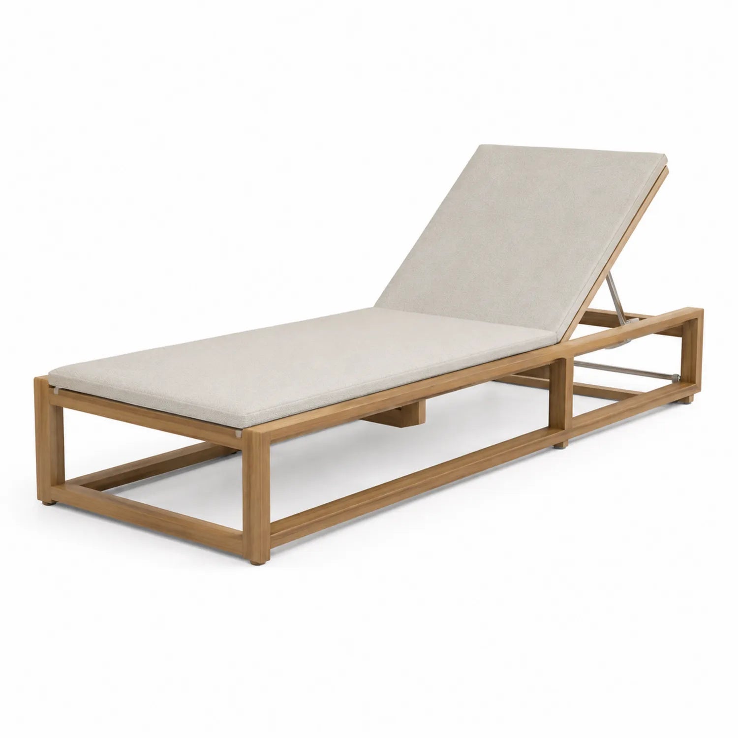 Tumbona de Teca Beige con Respaldo Ajustable 200x70x35 cm