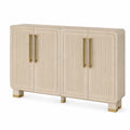 Aparador de madera maciza beige con detalles metálicos 120x40x90 cm