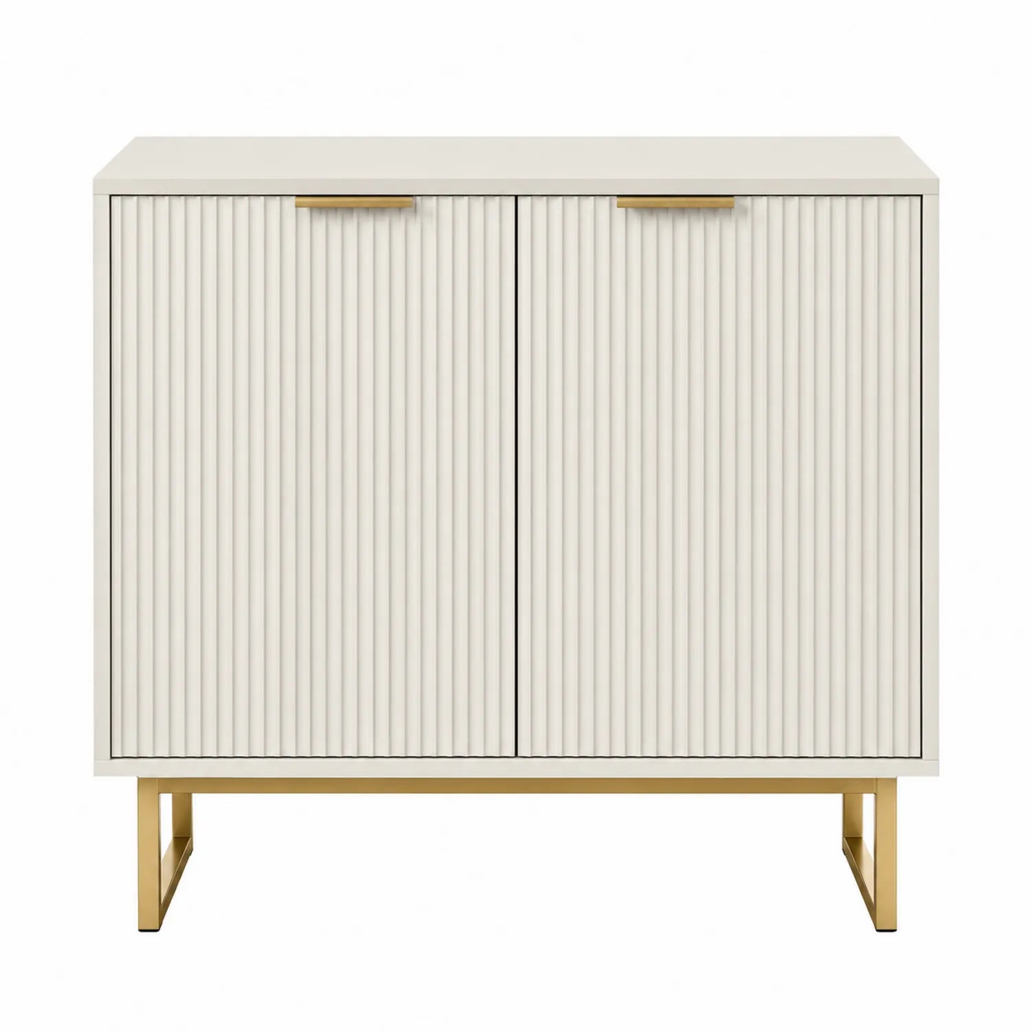 Aparador blanco de MDF con base de metal