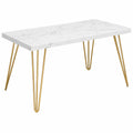 Mesa rectangular de mármol artificial y metal 120x60x75 cm