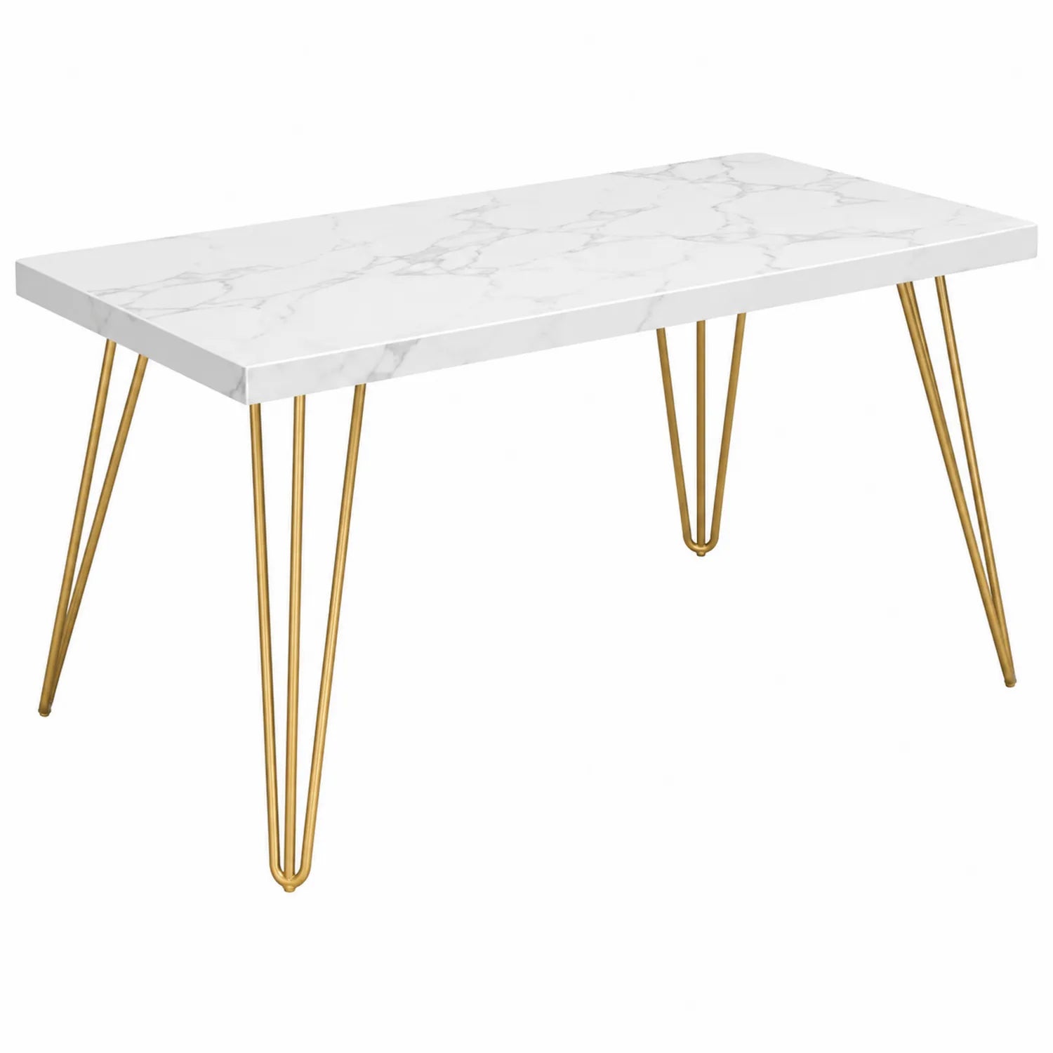 Mesa rectangular de mármol artificial y metal 120x60x75 cm