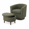 Sillón y Reposapiés de Tela Verde con Almacenaje