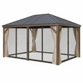 Pabellón de Jardín de Aluminio y Acero Galvanizado 360x300x240 cm Beige/Gris