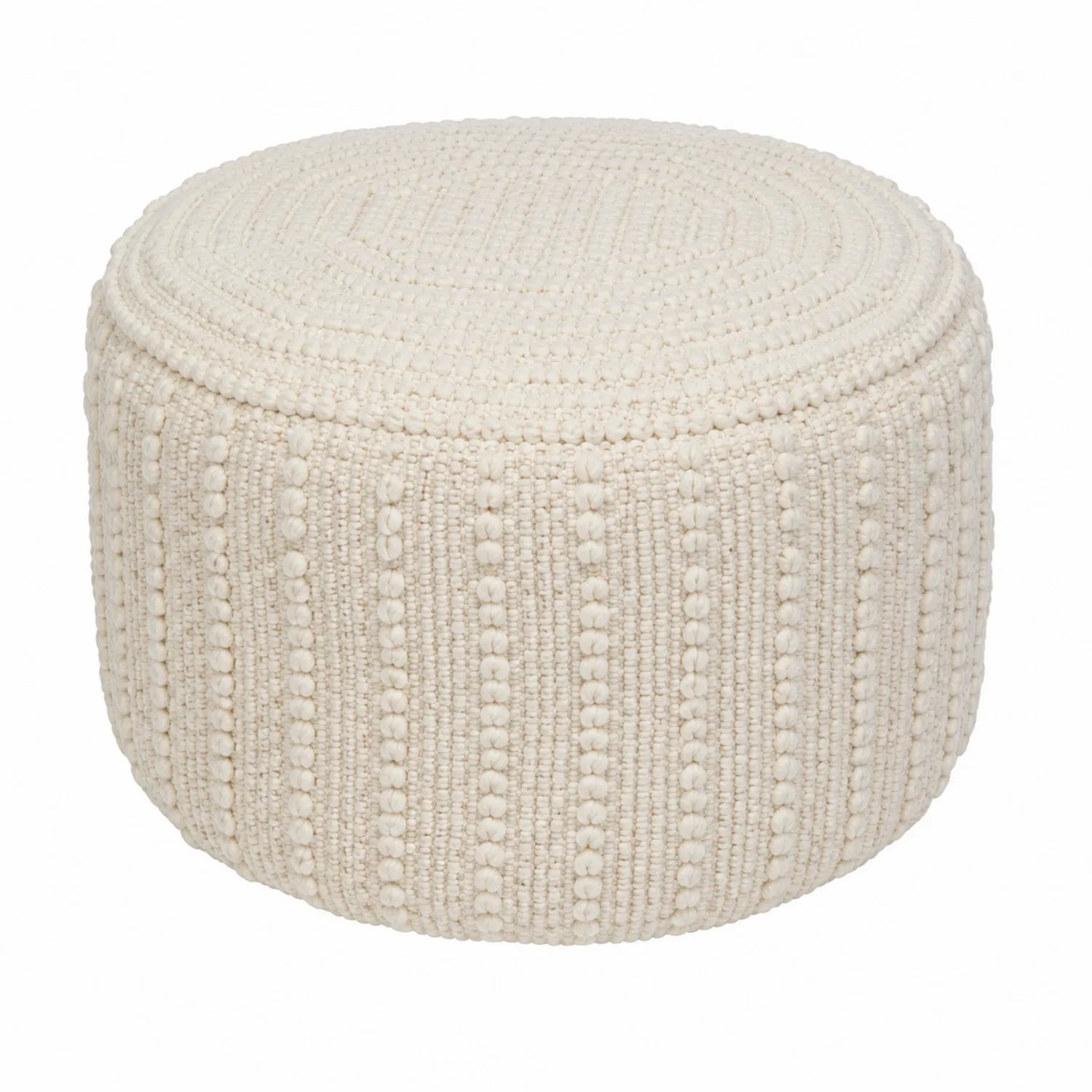 Puff redondo de polipropileno crema 50x50x35 cm