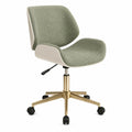 Silla giratoria de tela verde con base metálica dorada