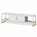 Mueble para TV de MDF con Puertas y Metal Blanco 200x45x50 cm