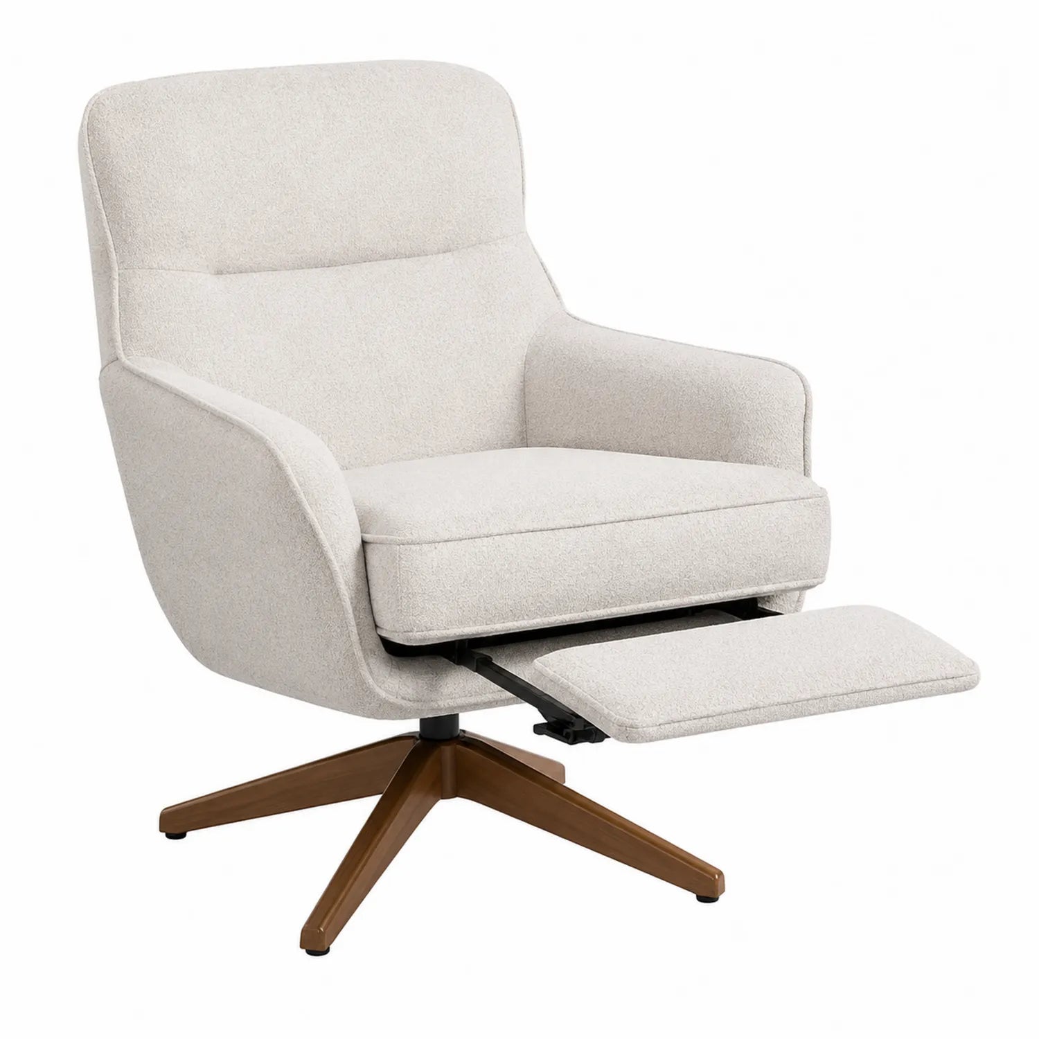 Sillón reclinable tejido beige base de madera